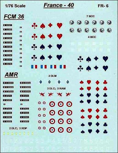 French 1940 AFV markings: FCM36 & AMR35