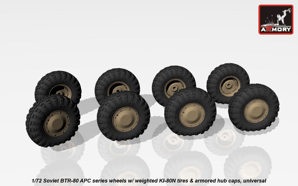 BTR-80 wheels with weighted tires KI-80N & armored hub caps