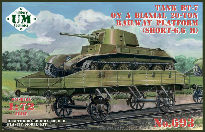 BT-7 on a biaxial 20t railway platform (6.5m)
